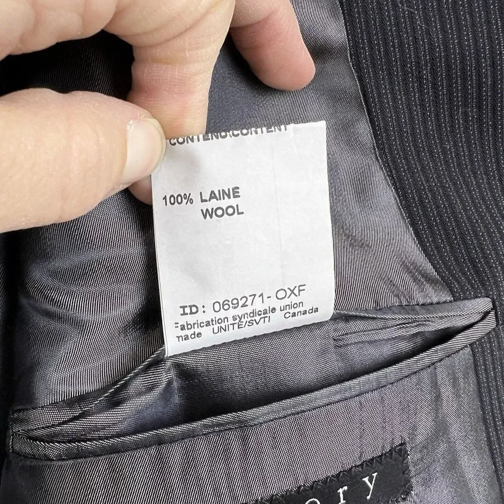 Theory Mens 46R 100% Wool Blazer Sport Coat‎ Suit Jacket Textured Stripe Canada
